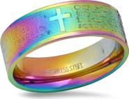 STEELTIME Men's Lord's Prayer Cross Band Ring
