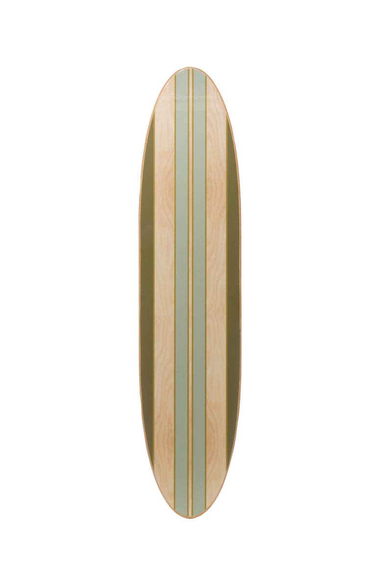 Storied Home Lacquered Wood Surfboard Wall Décor with Stripes, Main, color, Blue