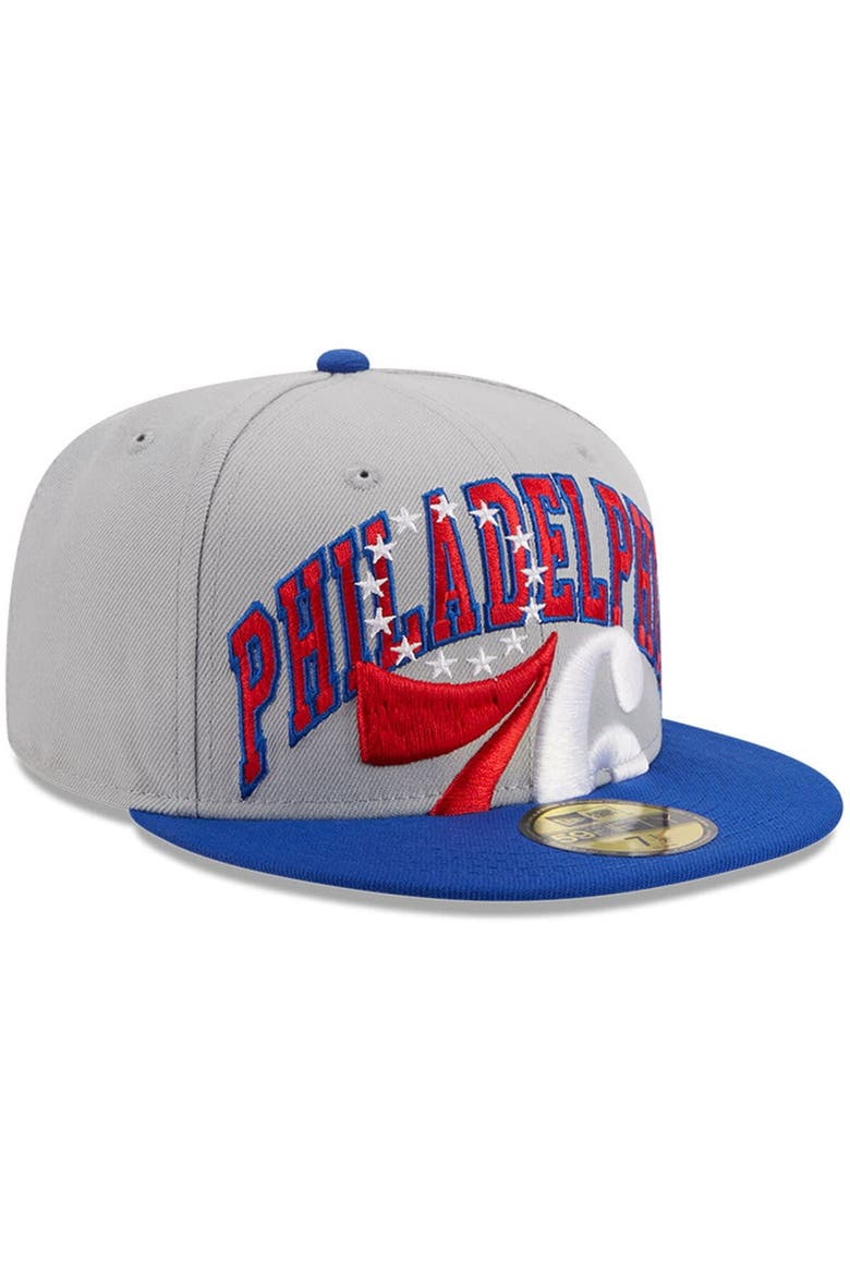 Men's New Era Gray/Royal Philadelphia 76ers Tip-Off Two-Tone 59FIFTY Fitted Hat, Alternate, color, Gray