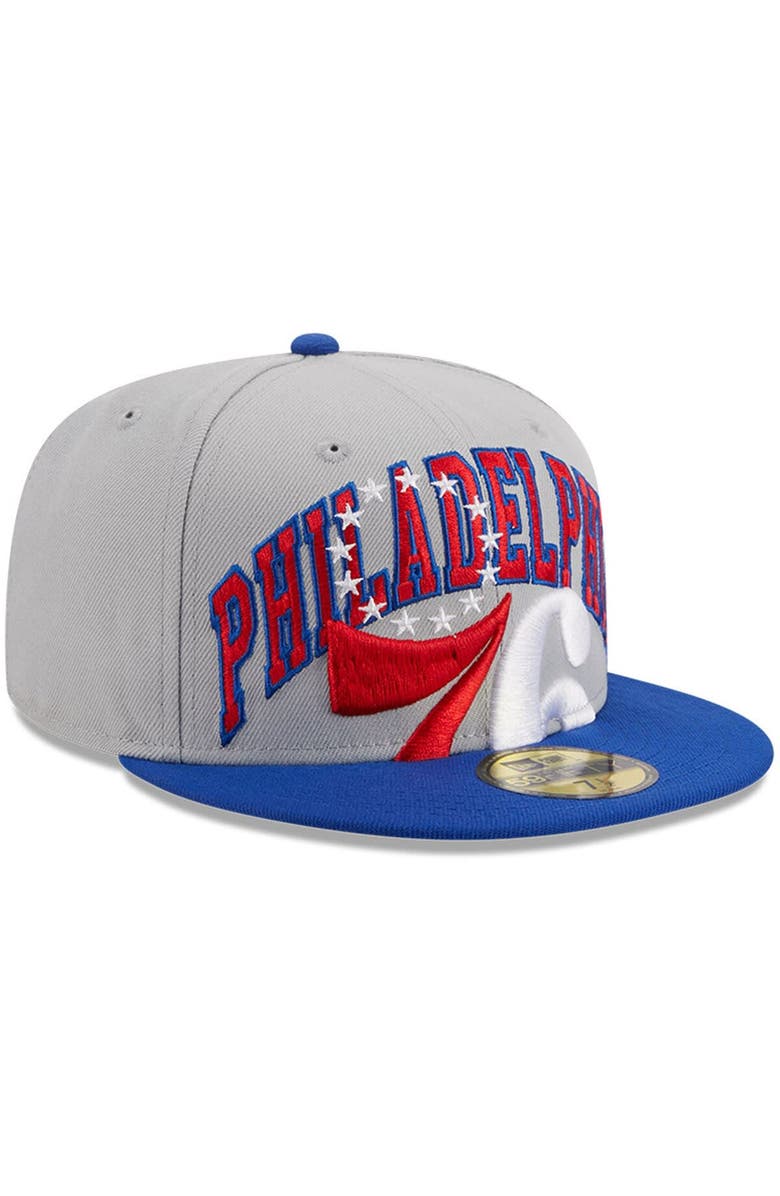New Era Men's New Era Gray/Royal Philadelphia 76ers Tip-Off Two-Tone 59FIFTY Fitted Hat, Alternate, color, Gray