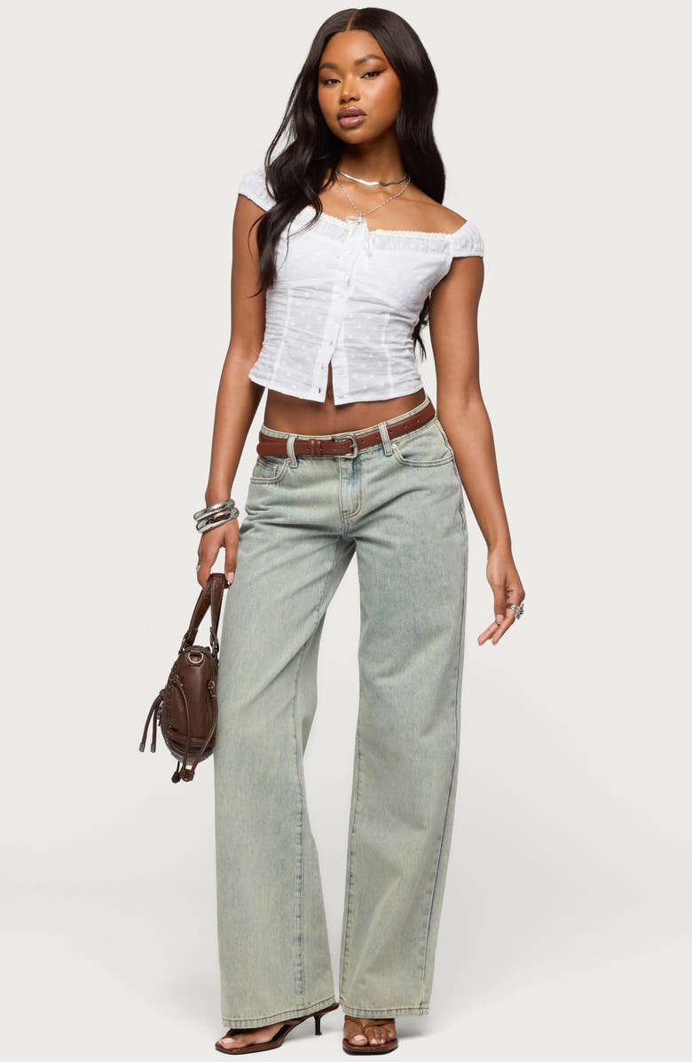 EDIKTED Magda Acid Wash Wide Leg Jeans, Alternate, color, 