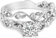 Haus of Brilliance 14K White Gold Lab Grown Diamond 1.0 Cttw Vintage Style Engagement Ring and Band Set