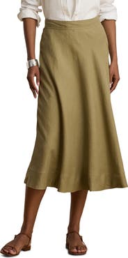 Lauren Ralph Lauren A-Line Linen Midi Skirt