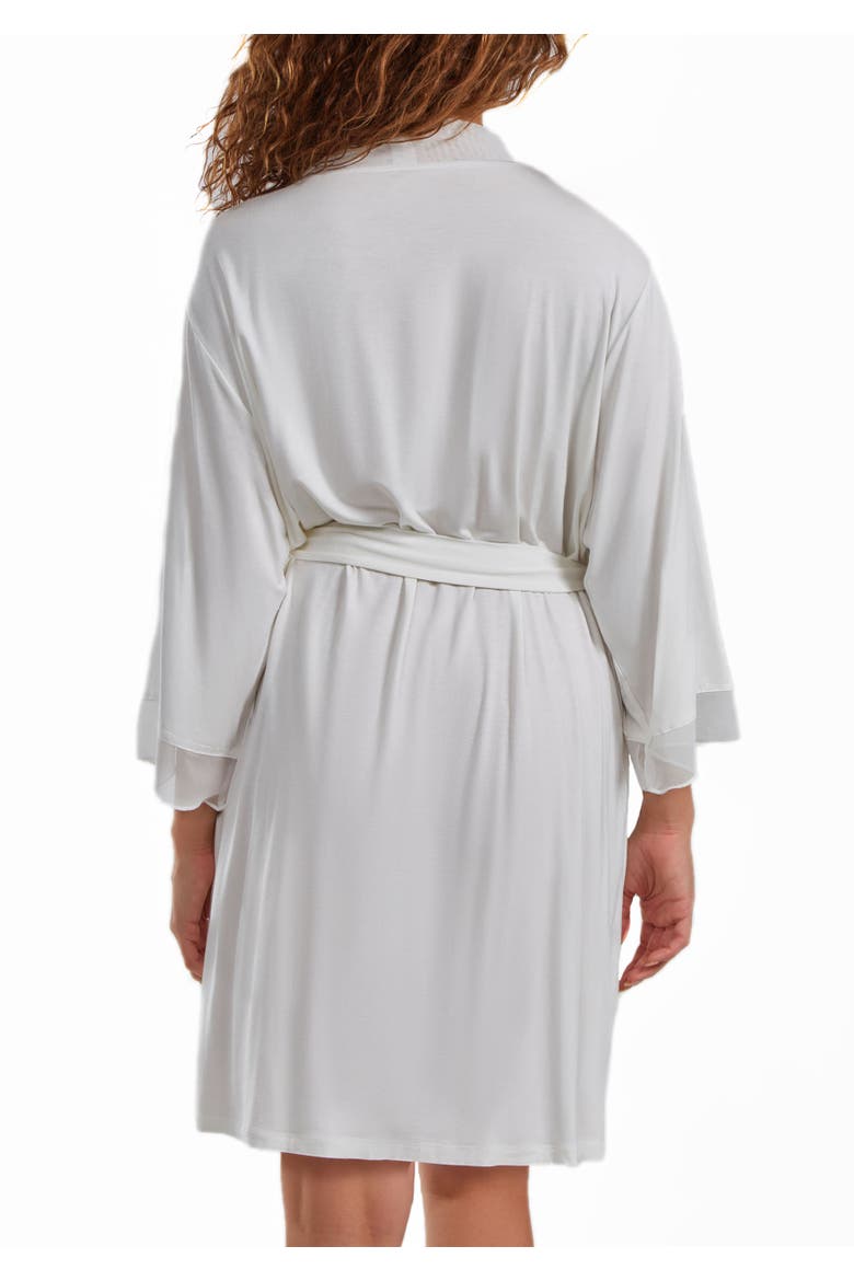 Modal Lace Robe with Mesh Sleeve Trims, Alternate, color, White