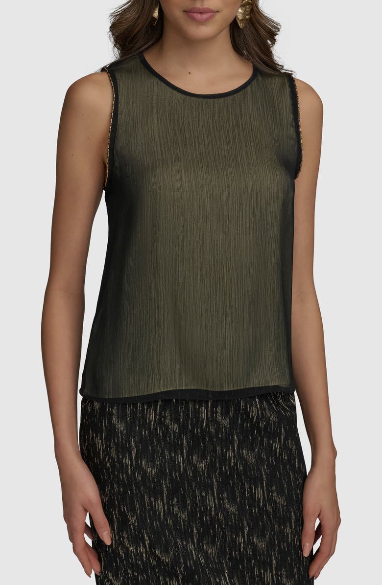 Donna Karan New York Beaded Double Layer Sleeveless Top, Main, color, 