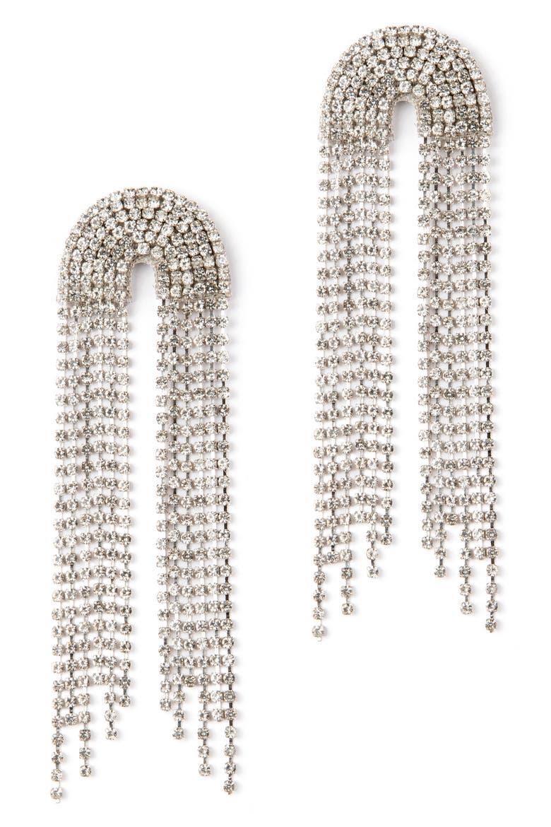 Warren Crystal Drop Earrings, Main, color, SILVER