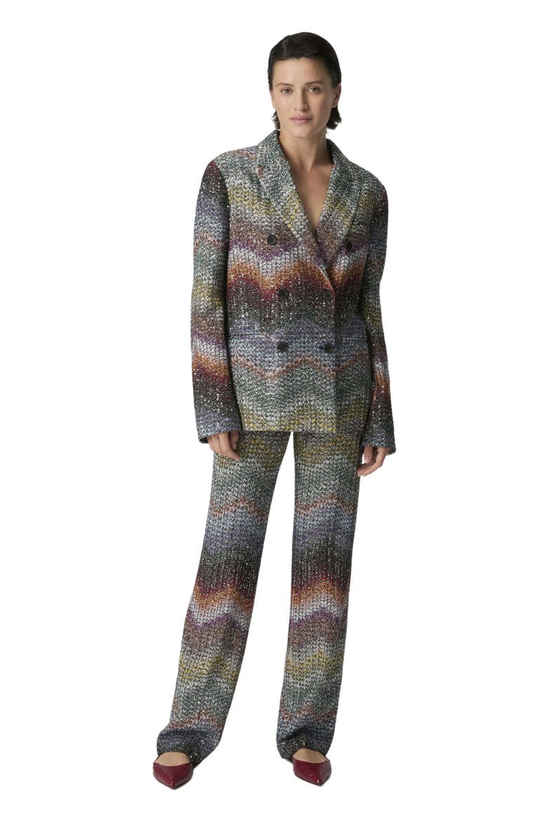 Straight-leg Trousers In Viscose Lamé With Sequins, Main, color, Multicoloured
