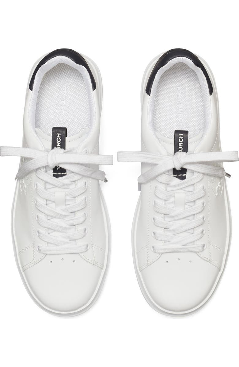 Tory Burch Double T Howell Court Sneaker, Alternate, color, White / Perfect Navy