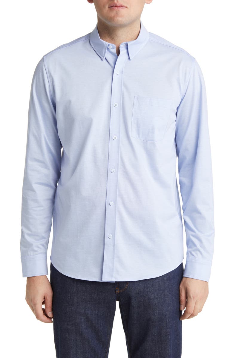 Johnston & Murphy XC Flex Birdseye Cotton Button-Up Shirt, Main, color, 