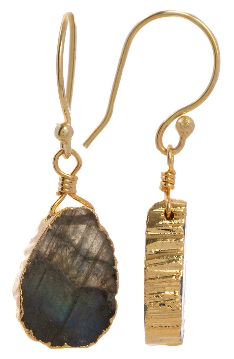 SAACHI Labradorite Stone Earrings & Necklace Set, Alternate, color, Gold Multi