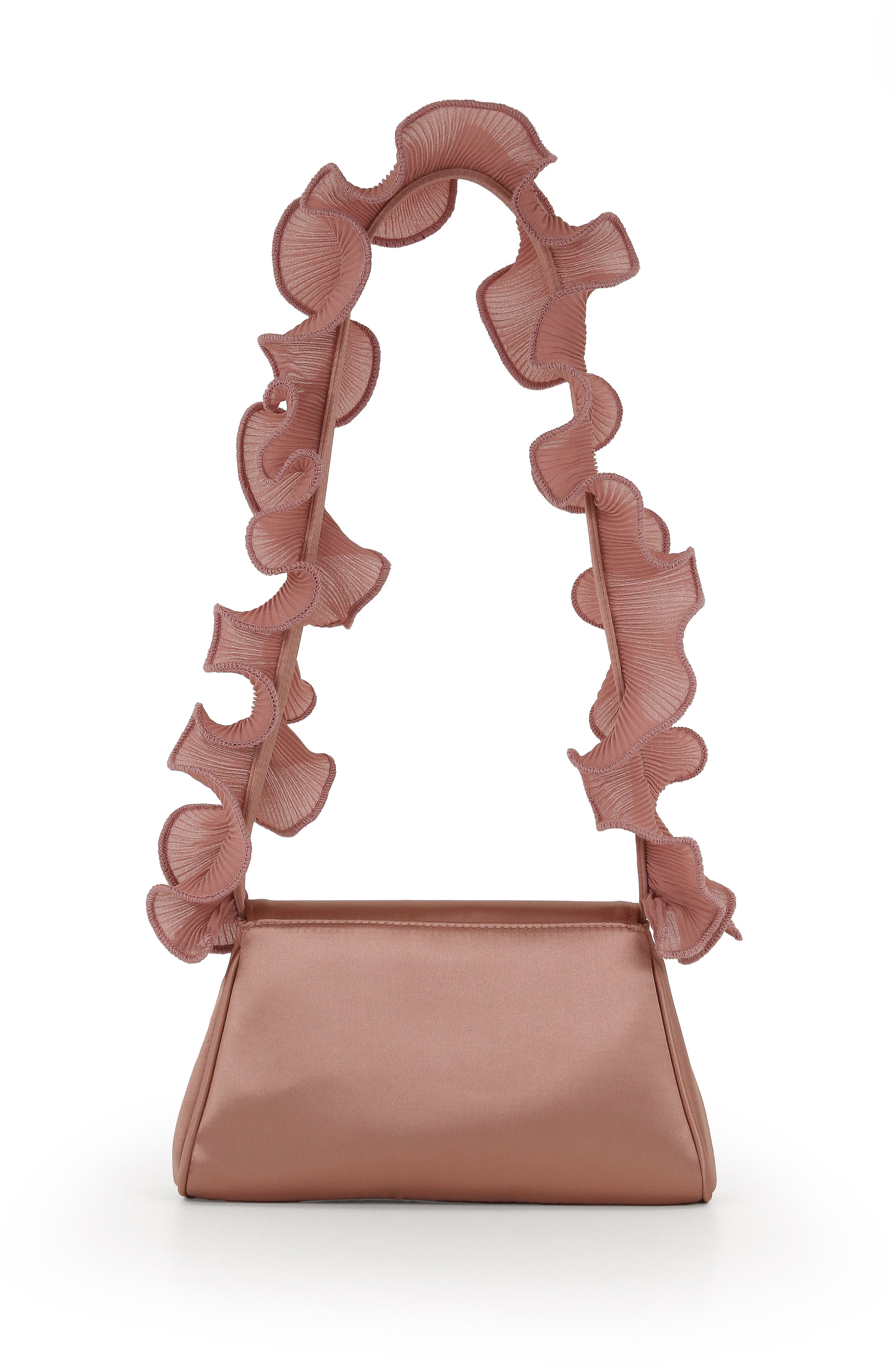 Jewel Badgley Mischka Sophia Ruffle Me Pouch Clutch, Alternate, color, English Rose