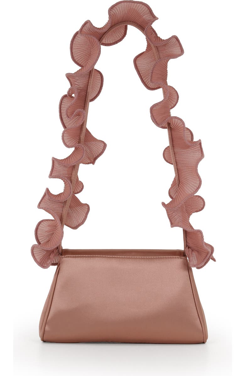 Jewel Badgley Mischka Sophia Ruffle Me Pouch Clutch, Alternate, color, English Rose