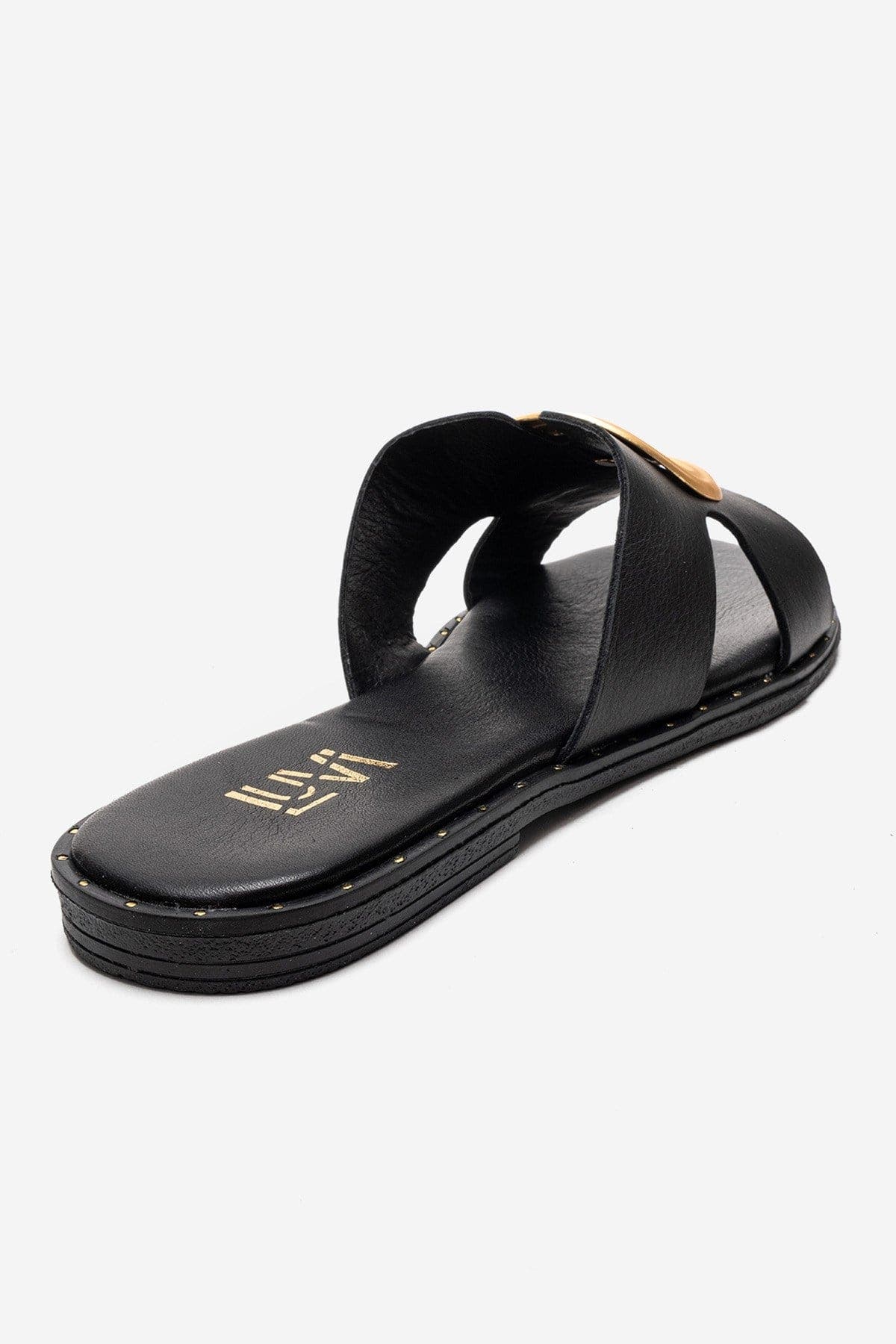 Forever & Always Shoes Nolita Leather Slide Sandal, Alternate, color, Black