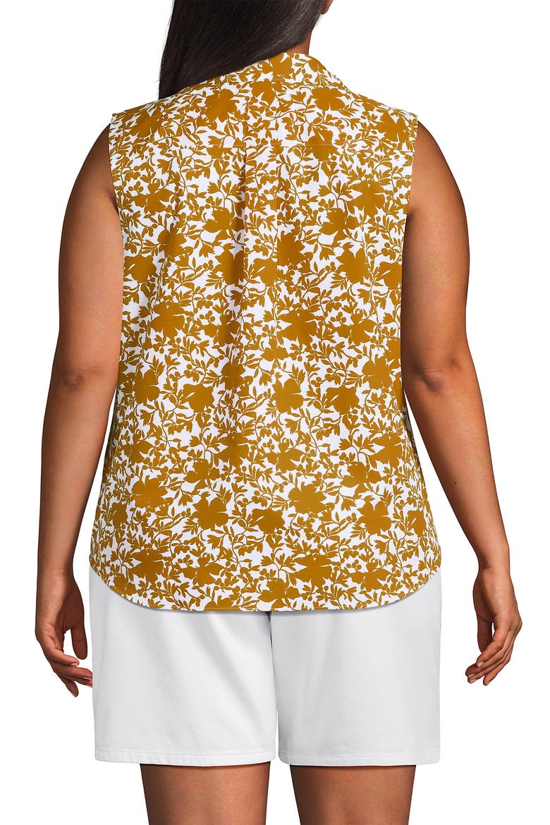 Plus Size No Iron Sleeveless Shirt, Alternate, color, Vintage Amber Pressed Floral