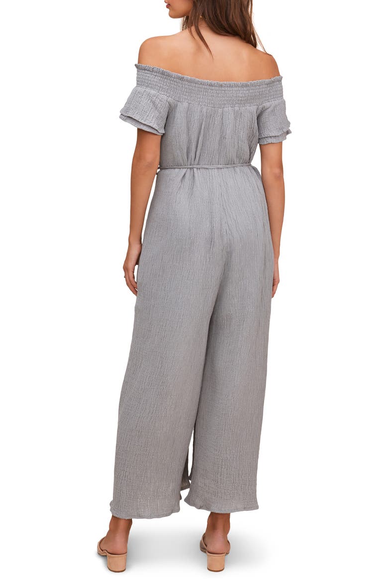 the Label Maura Off the Shoulder Jumpsuit, Alternate, color, SLATE