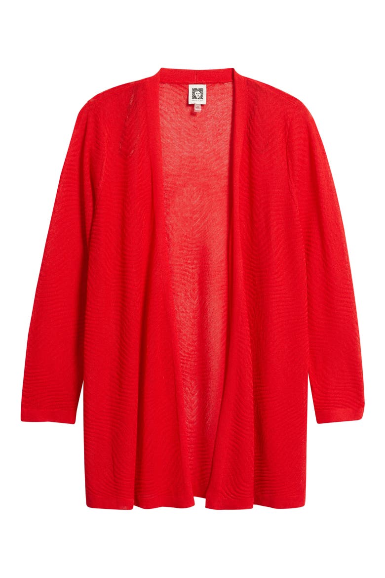 Texture Stitch Sheer Long Cardigan, Alternate, color, BEGONIA RED