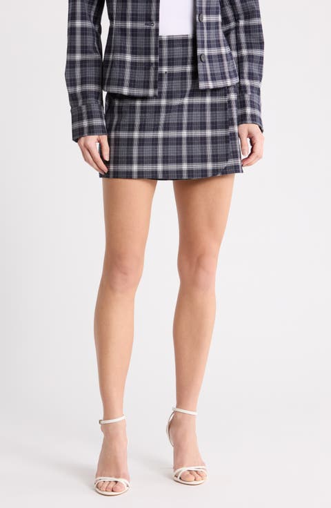 Plaid Wrap Miniskirt