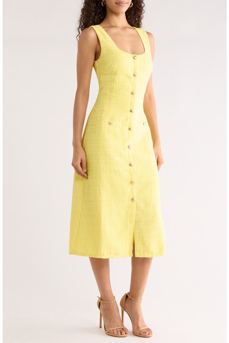 Adriella Sleeveless Tweed Dress, Alternate, color, YELLOW