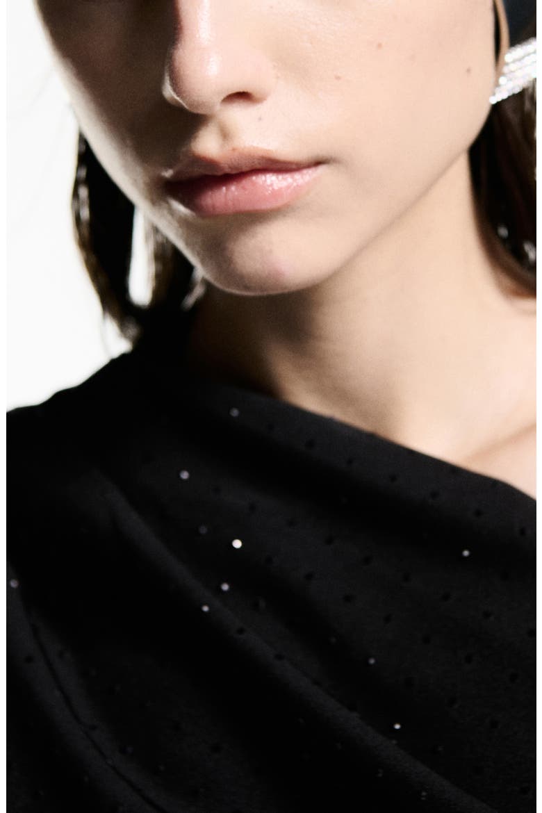 Asymmetric Sequin Shirt, Alternate, color, BLACK