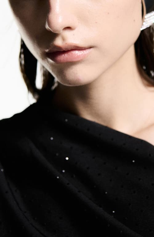 Mango Asymmetric Sequin Shirt In Black