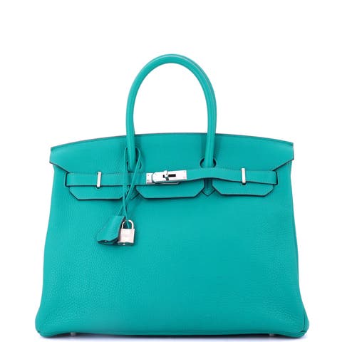 Birkin Handbag Blue Togo with Palladium Hardware 35
