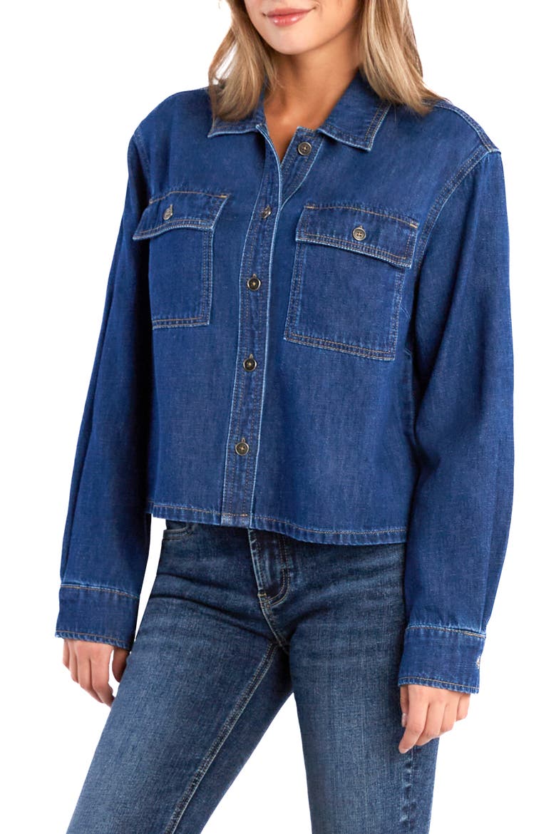 Lilou Boxy Denim Button-Up Shirt, Alternate, color, MIDNIGHT BLUE
