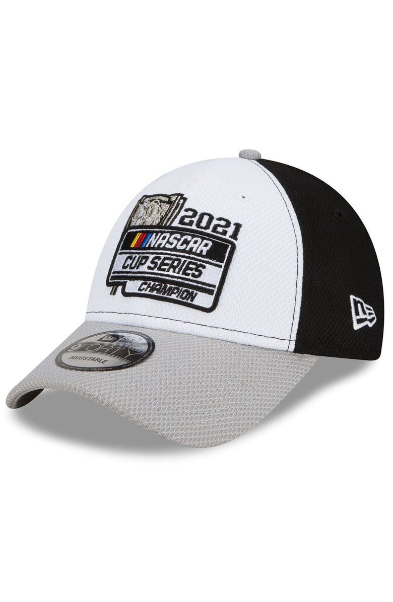 New Era Men's New Era White/Gray Kyle Larson 2021 NASCAR Cup Series Champion Victory Lane 9FORTY Snapback Adjustable Hat, Alternate, color, 