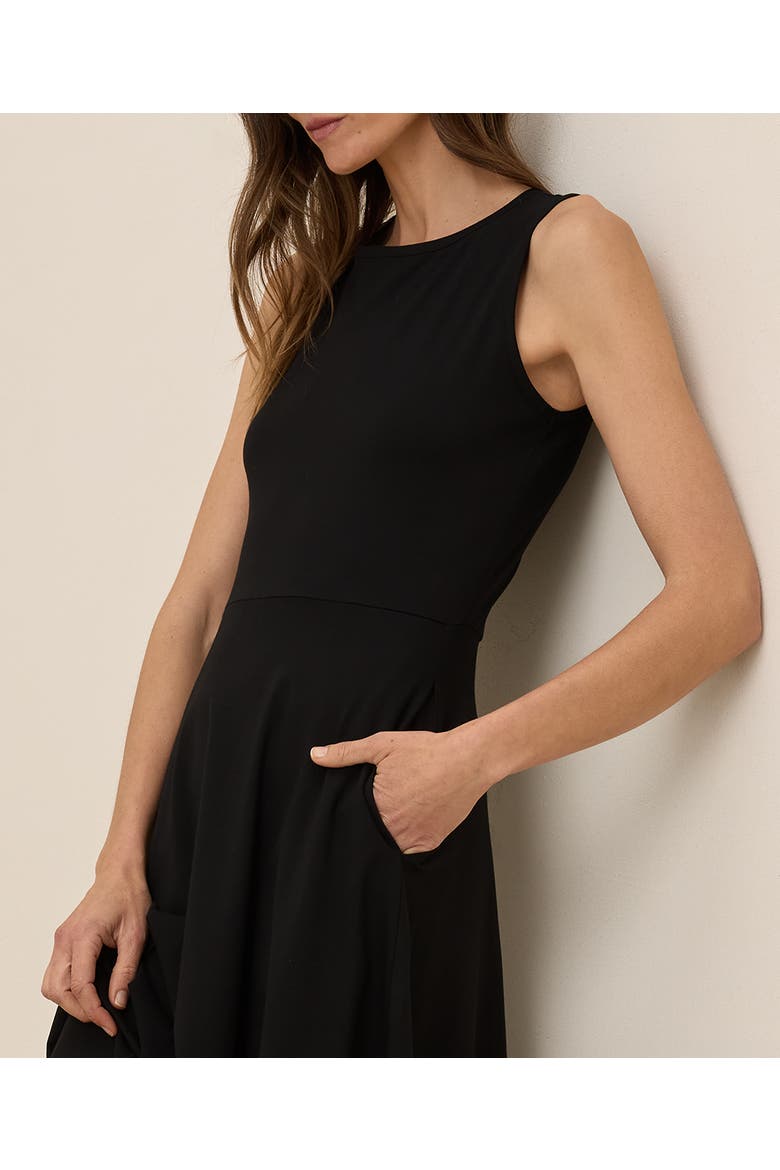 Organic Cotton Fit & Flare Keyhole Back Dress, Alternate, color, Black