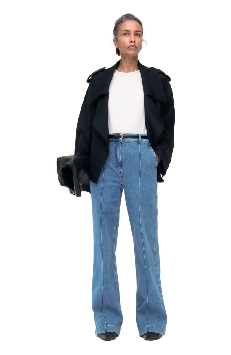 Another Tomorrow HIGH WAISTED DENIM TROUSER, Alternate, color, Light Blue Wash