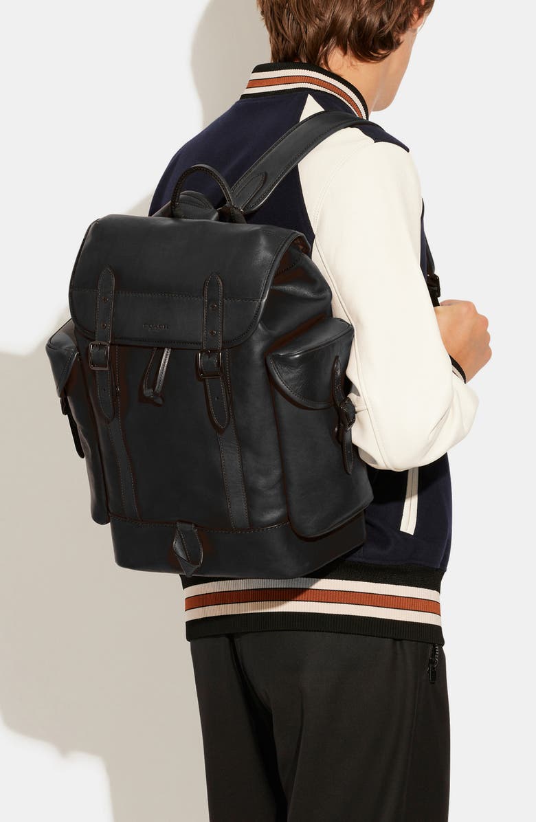COACH Hitch Leather Backpack, Alternate, color,