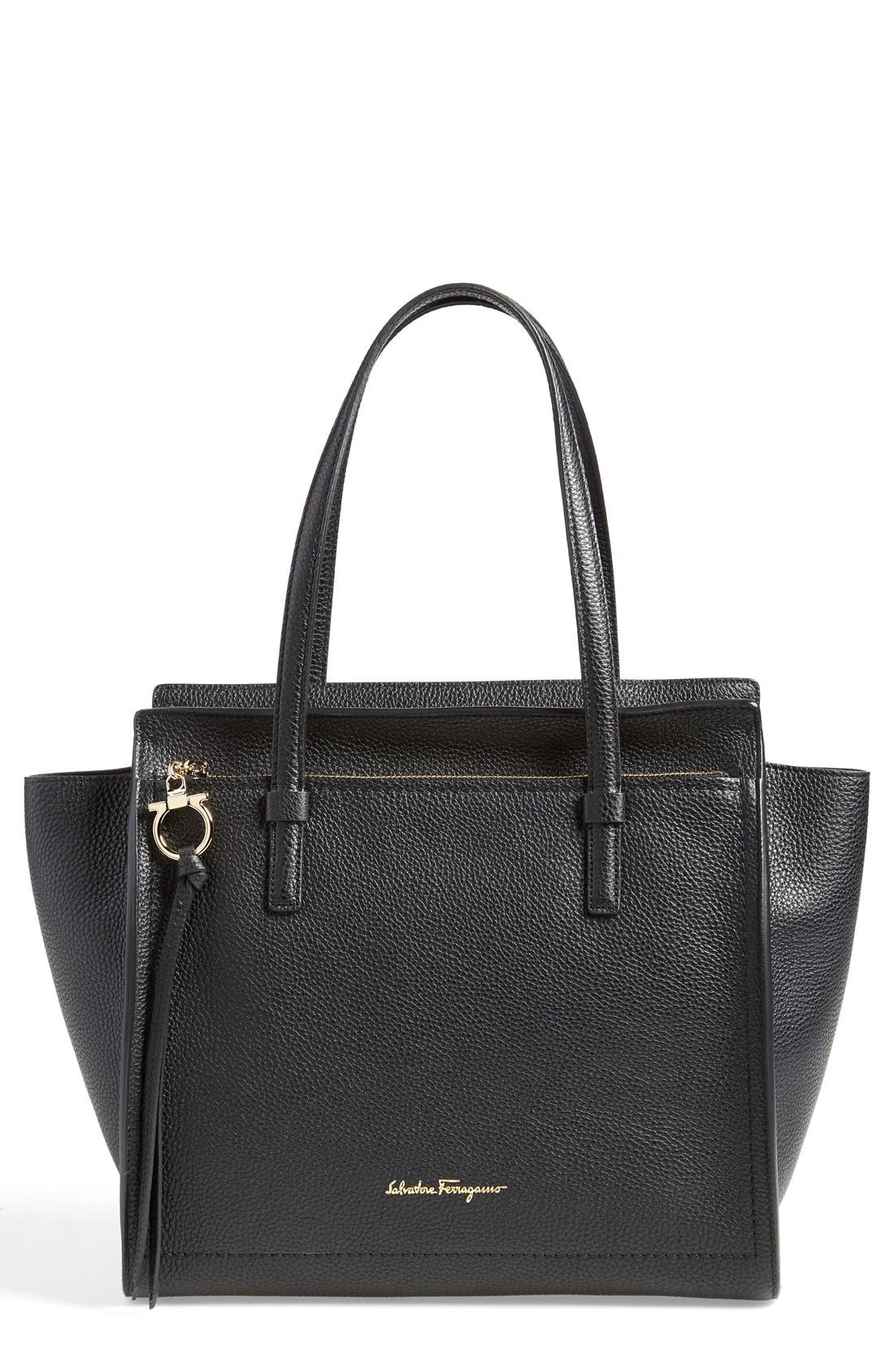 FERRAGAMO Salvatore Ferragamo Medium Amy Calfskin Leather Tote, Main, color, 