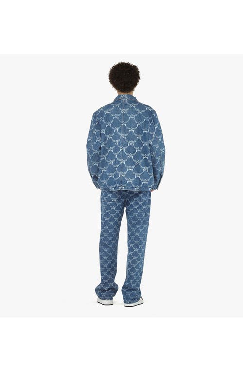 Mcm Lauretos Monogram Denim Jacket In Indigo