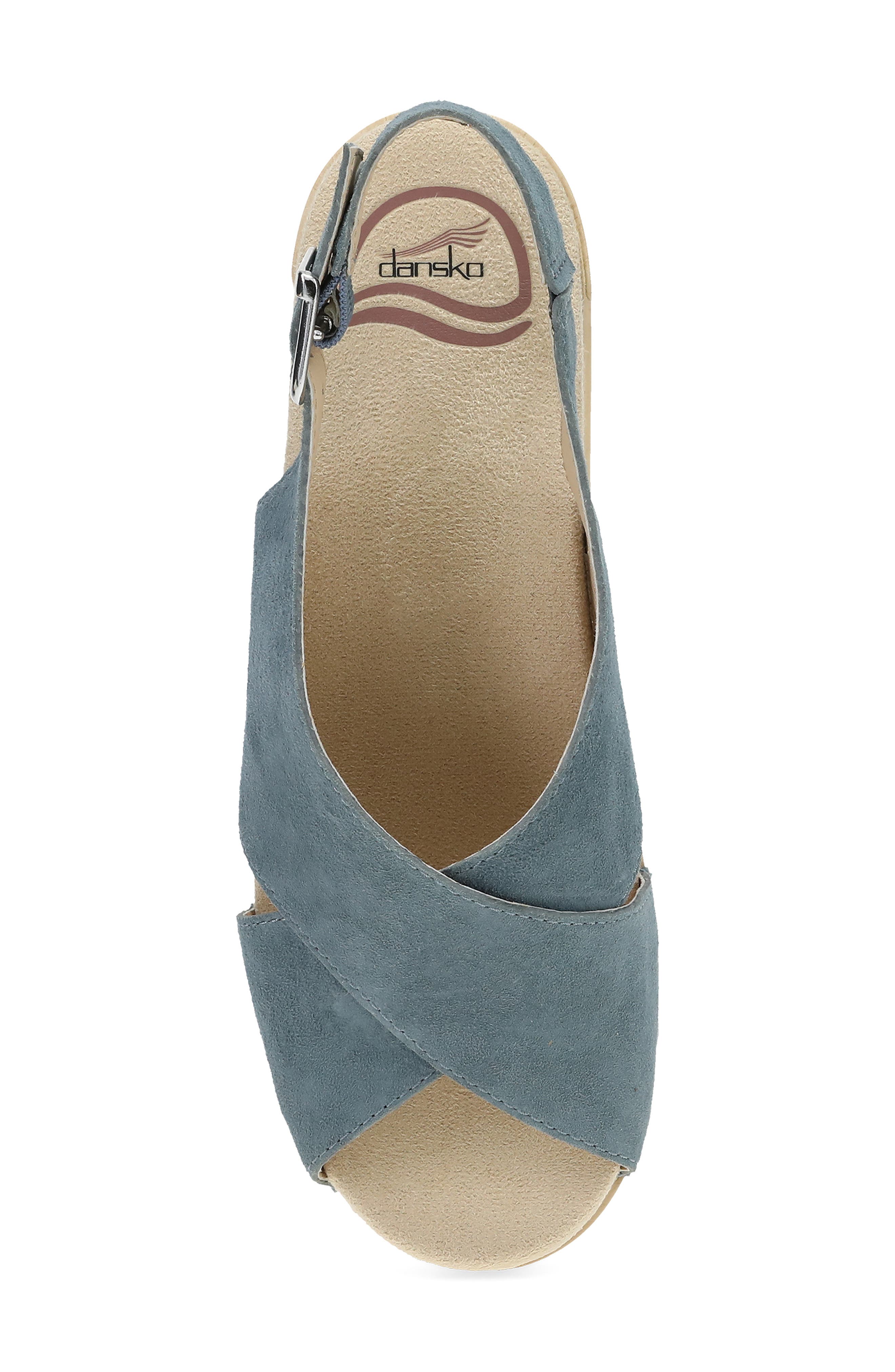 Dansko Sloane Slingback Platform Sandal, Alternate, color, Denim Suede