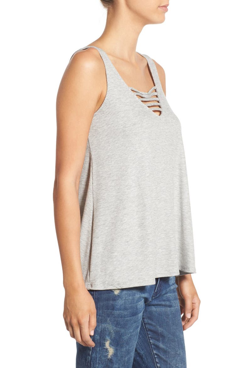 Strappy Rib Knit Tank, Alternate, color, HEATHER GREY