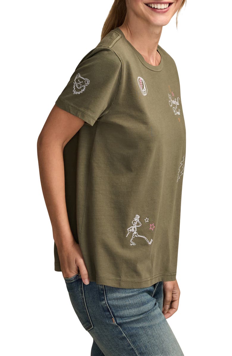 Lucky Brand Grateful Dead Embroidered Cotton T-Shirt, Alternate, color, Cypress