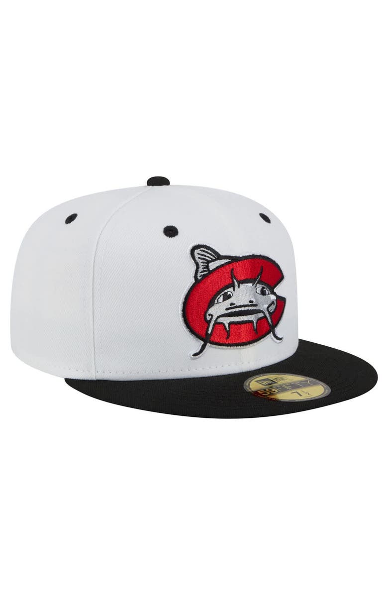 New Era Men's New Era  White/Black Carolina Mudcats Authentic Collection 59FIFTY Fitted Hat, Alternate, color, White