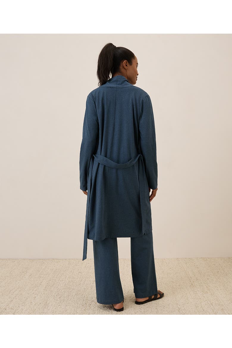 Organic Cotton Cool Stretch Lounge Duster, Alternate, color, French Navy Heather