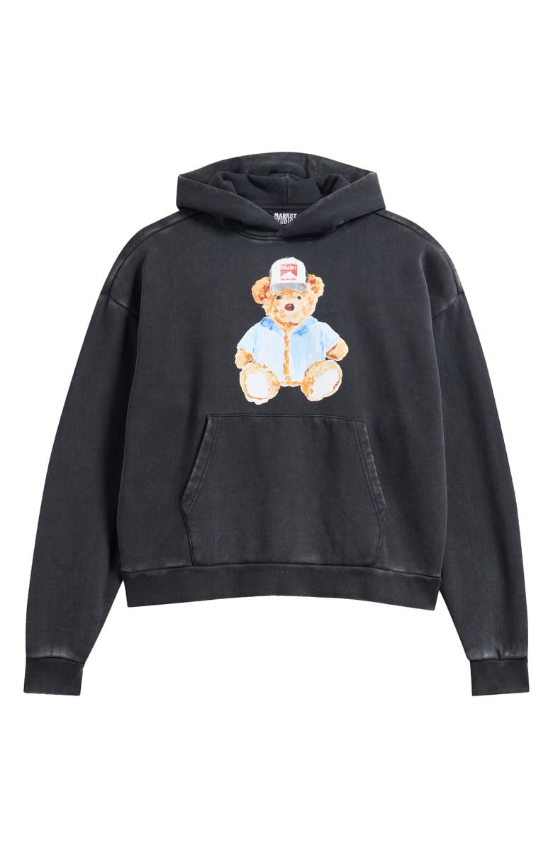 MARKET Watercolor Teddy Bear Graphic Hoodie, Main, color, Black