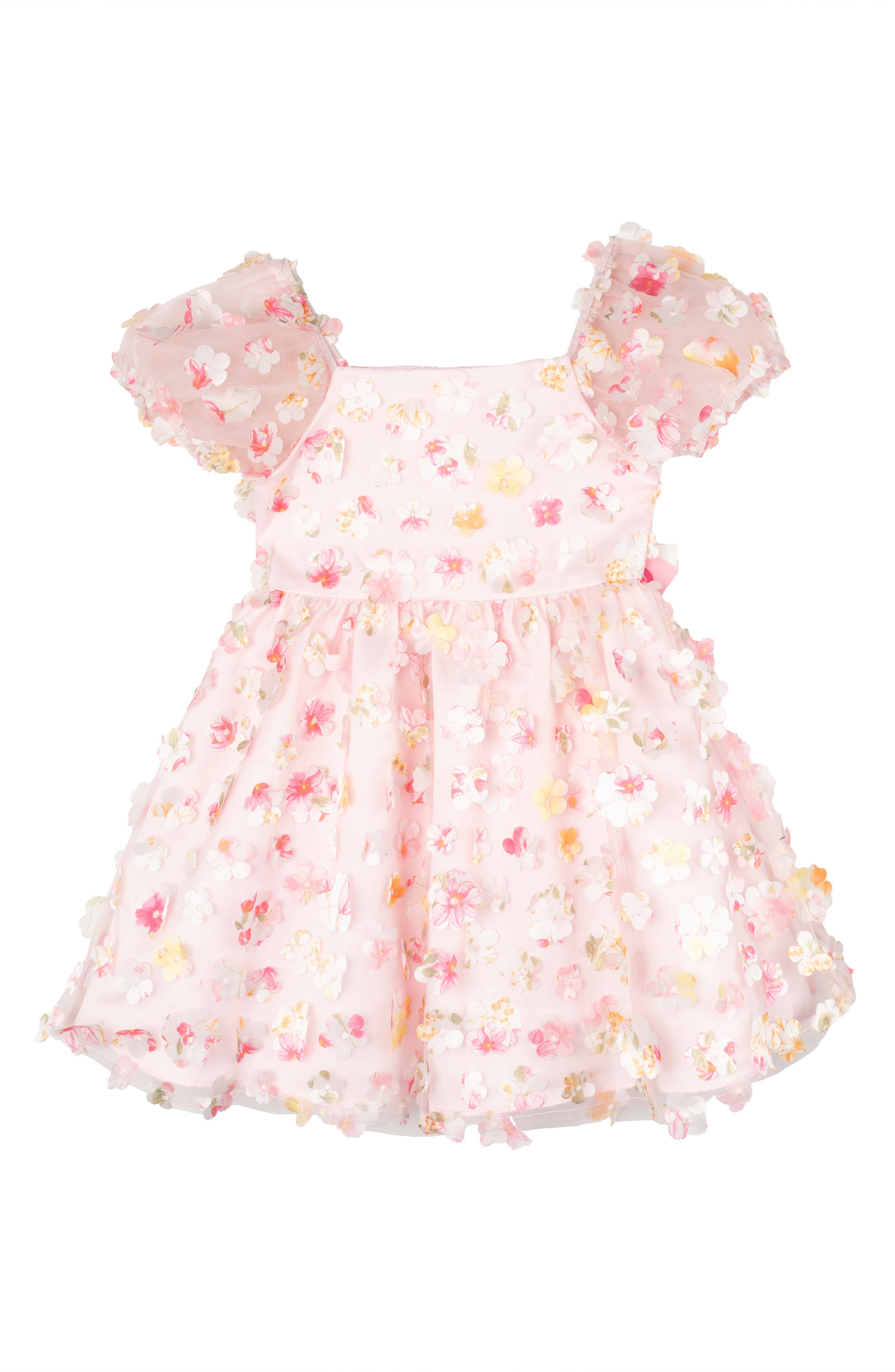 Rare Editions Kids' 3D Flower Mesh Dress | Nordstromrack