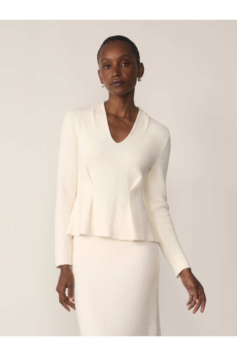Roveta Cotton Blend Boucle Top, Main, color, White