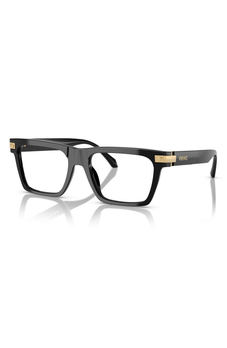 Versace 55mm Rectangle Optical Glasses, Alternate, color, Black