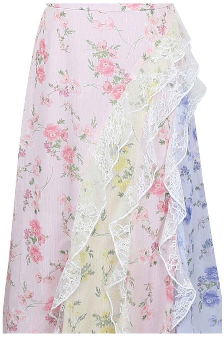 Kids' Ruffle Lace Trim Chiffon Party Dress, Alternate, color, PINK MULTI