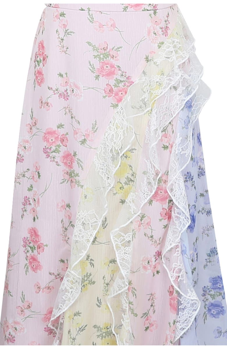 Zunie Kids' Ruffle Lace Trim Chiffon Party Dress, Alternate, color, Pink Multi