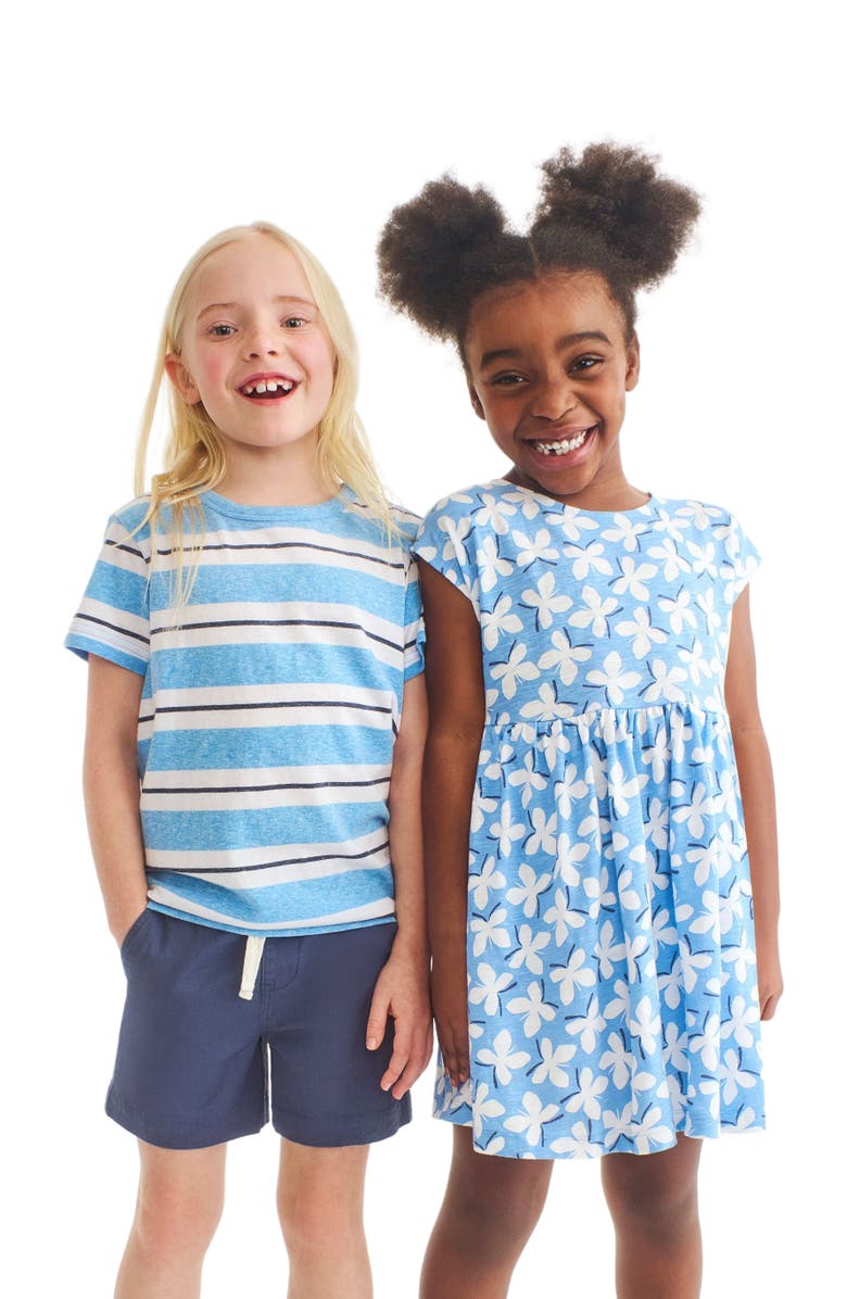 Primary Kids Backyard Dress In Cornflower Butterflies, Alternate, color, Cornflower Butterflies