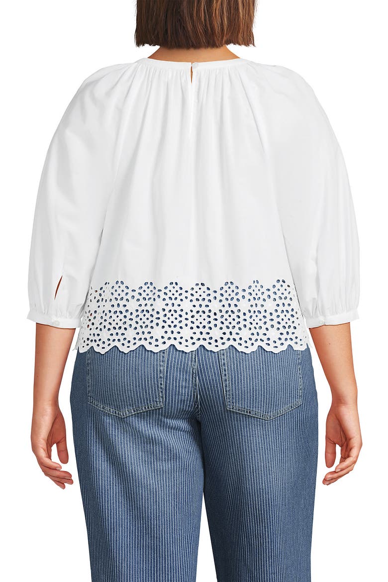 Plus Size Gathered Eyelet Top, Alternate, color, White