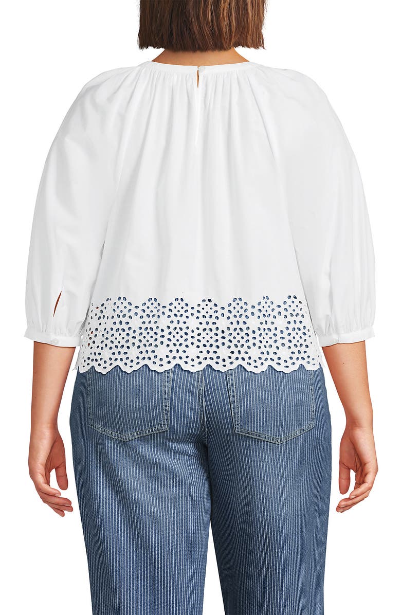 Lands' End Gathered Eyelet Top, Alternate, color, White