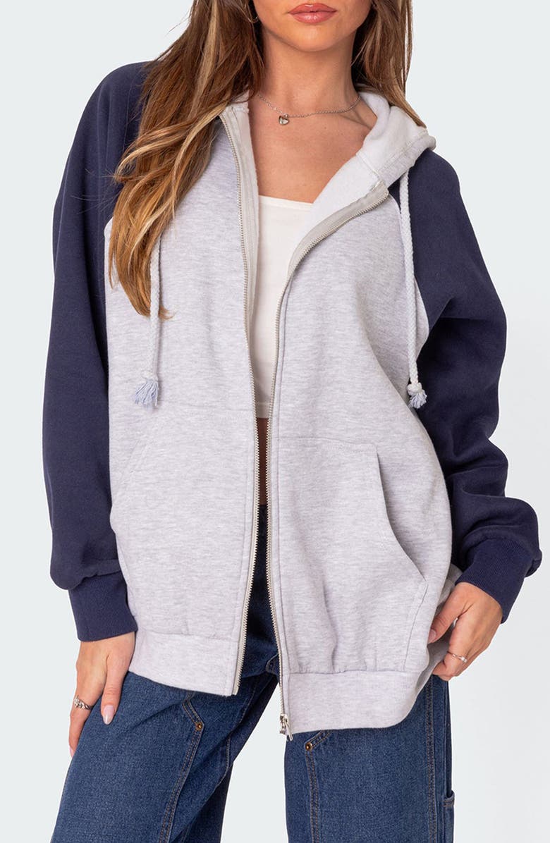EDIKTED Oslo Zip Hoodie, Main, color, Gray-Melange