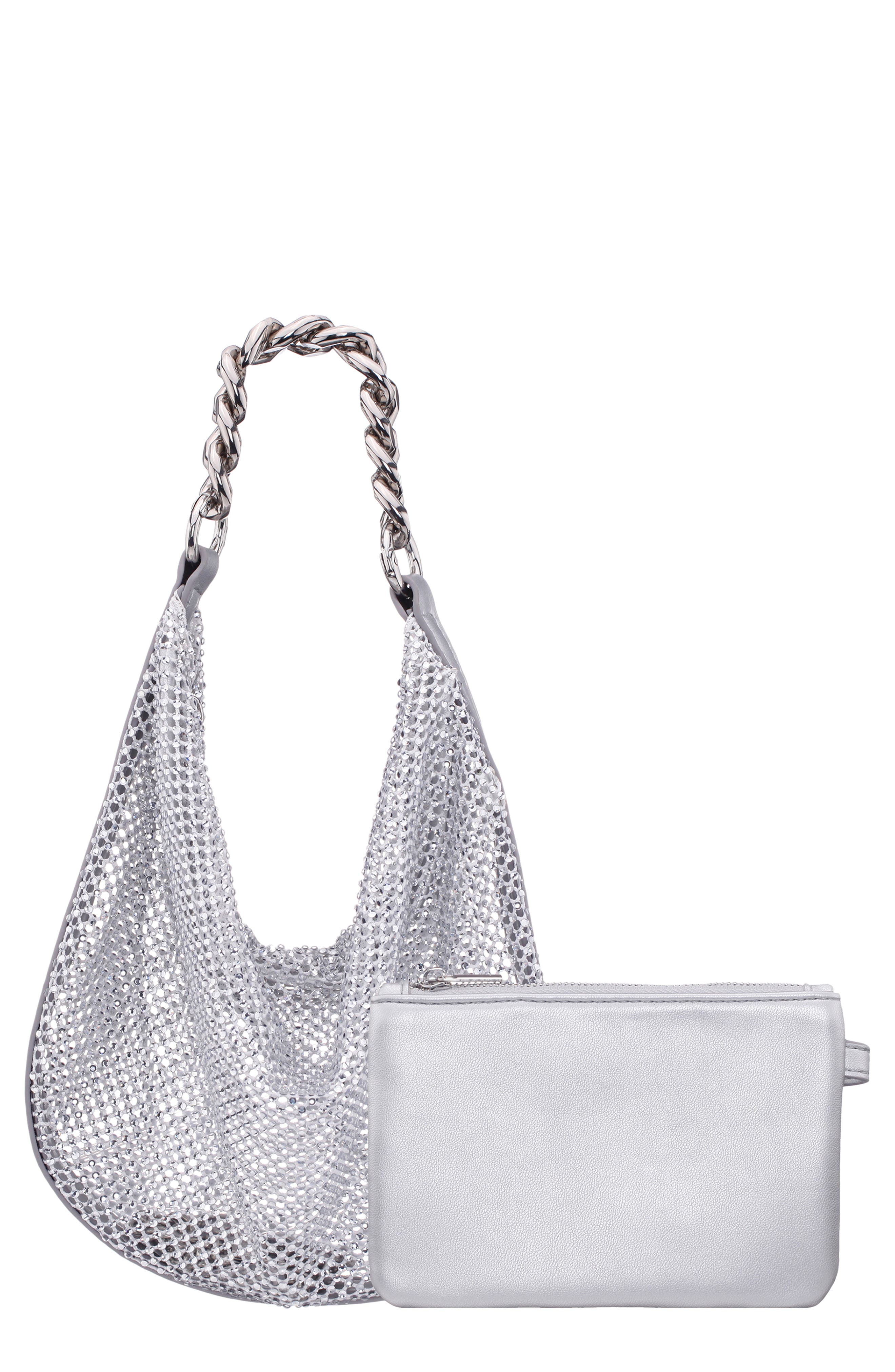 Nina Racquel Shoulder Bag, Main, color, Silver