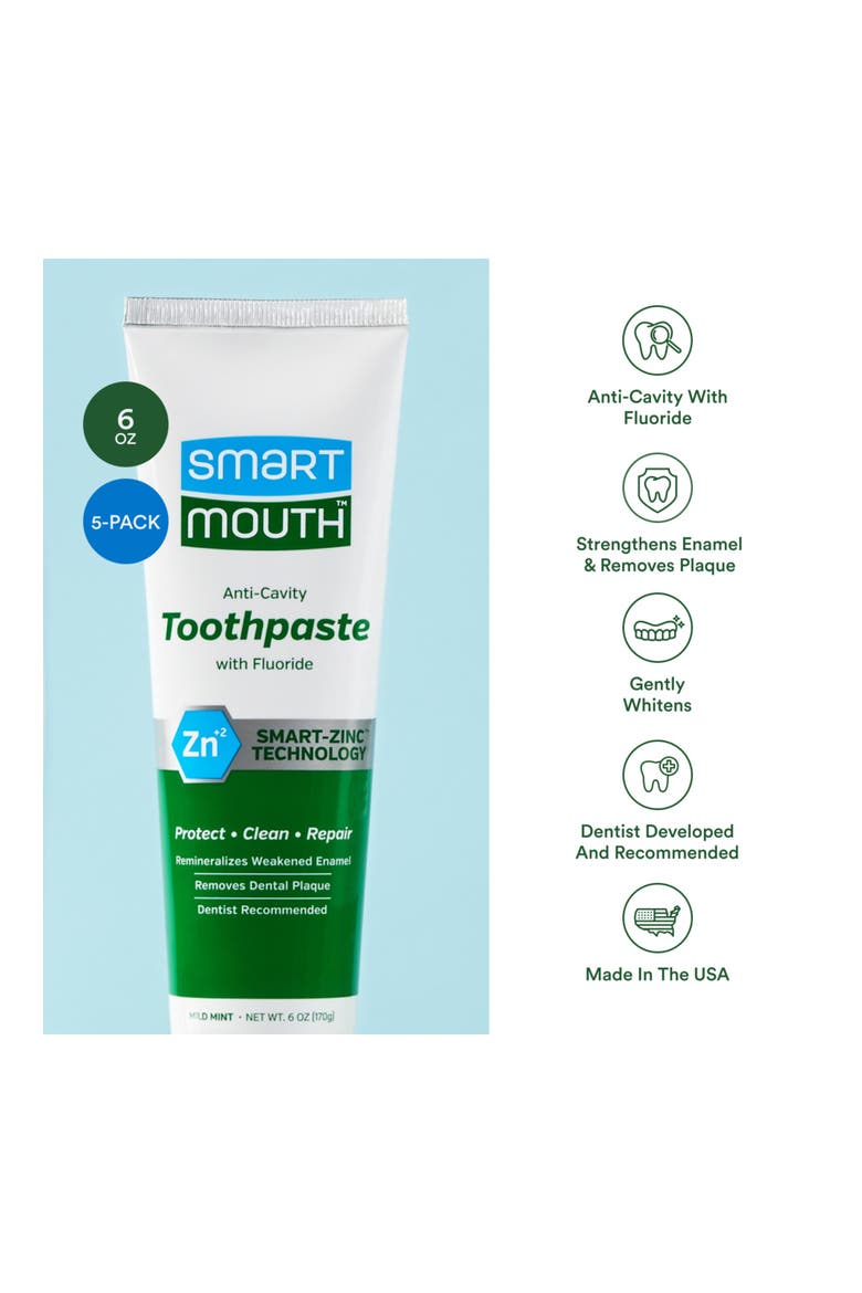Anti-Cavity Fluoride Whitening Toothpaste 6 oz, 5-Pack, Alternate, color, Mild Mint