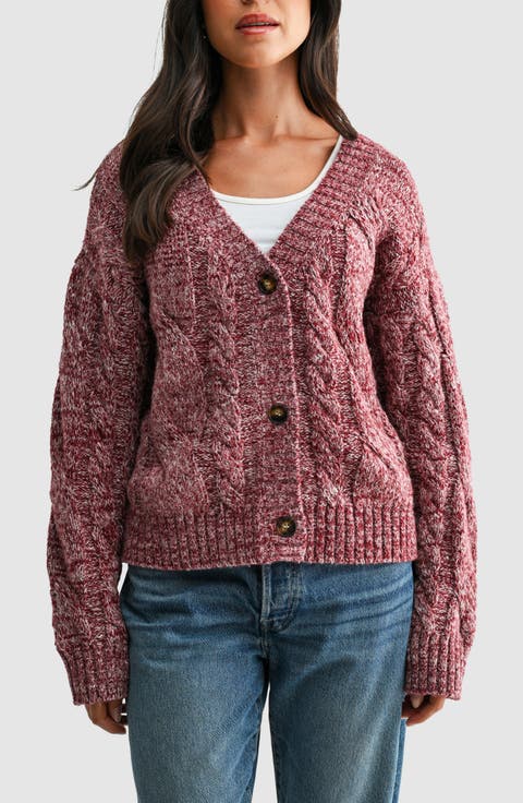 Chunky Marled Cable Knit Cardigan